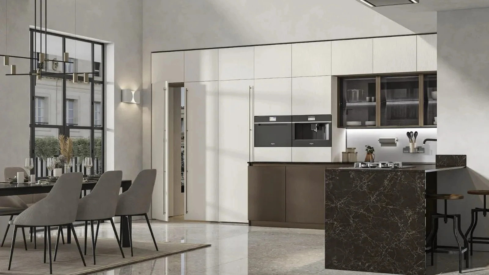 Cucina Moderna con penisola Loft 2|2 06 in laccato Metal di Arrex