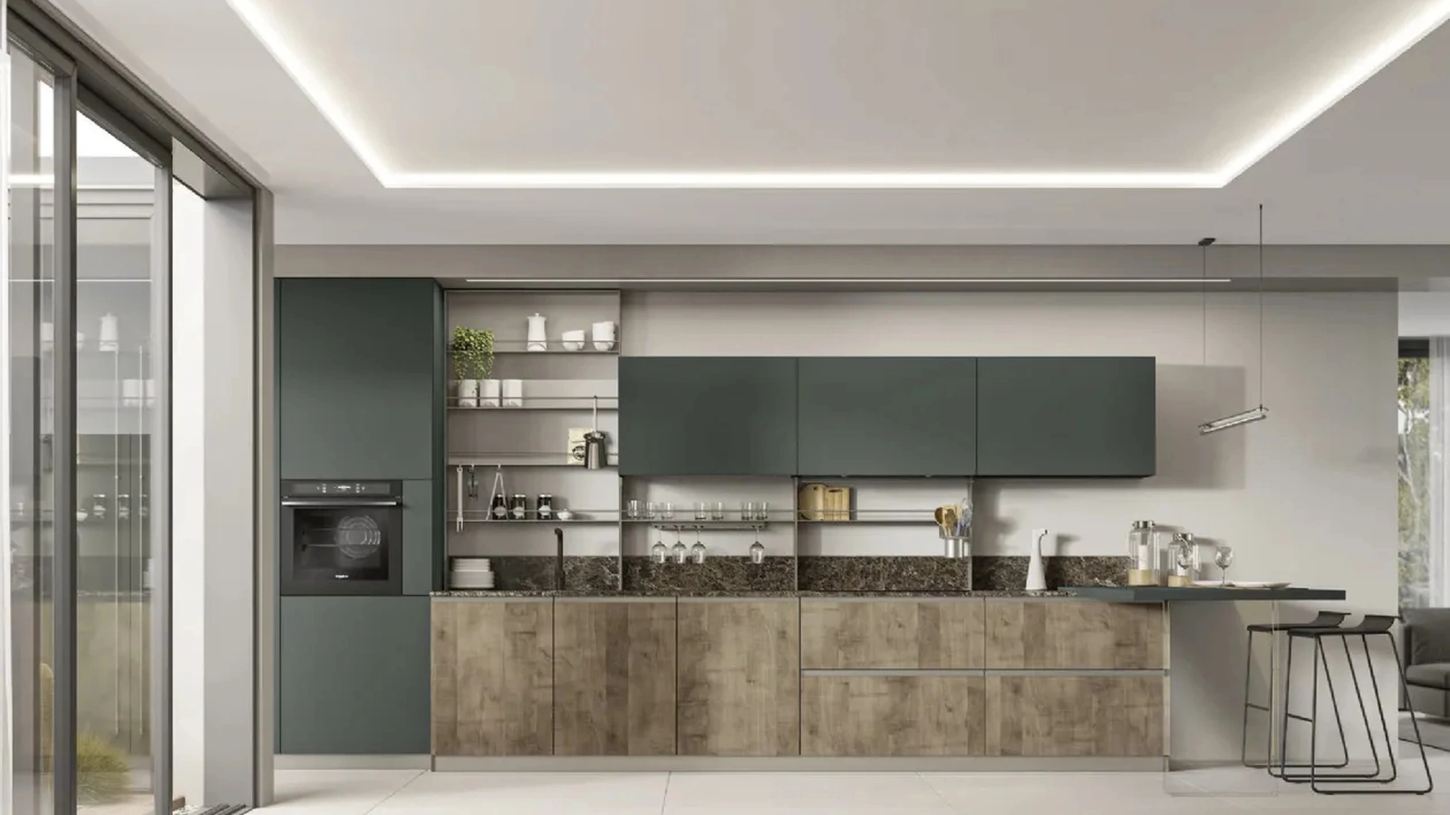 Cucina Moderna con penisola Loft 2|2 10 in Table Light e laccato di Arrex