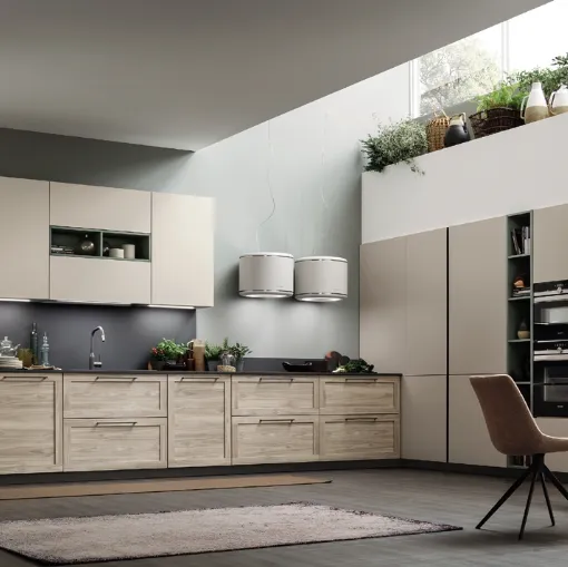 Cucina Moderna angolare Twin 05 in HPL Okobo Smoke & Cream di Arrex