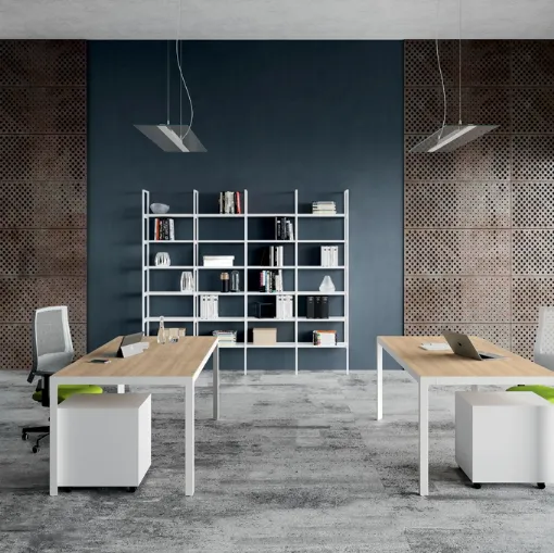 Scrivania Operativa D1 06 in melaminico effetto legno e struttura in metallo di Colombini Office