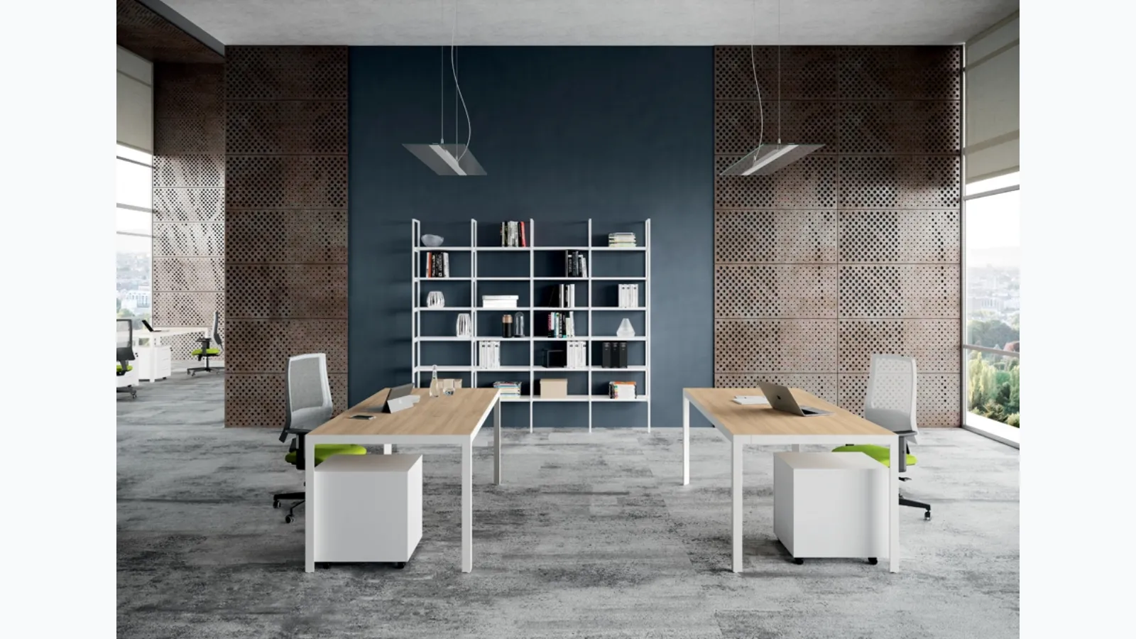 Scrivania Operativa D1 06 in melaminico effetto legno e struttura in metallo di Colombini Office