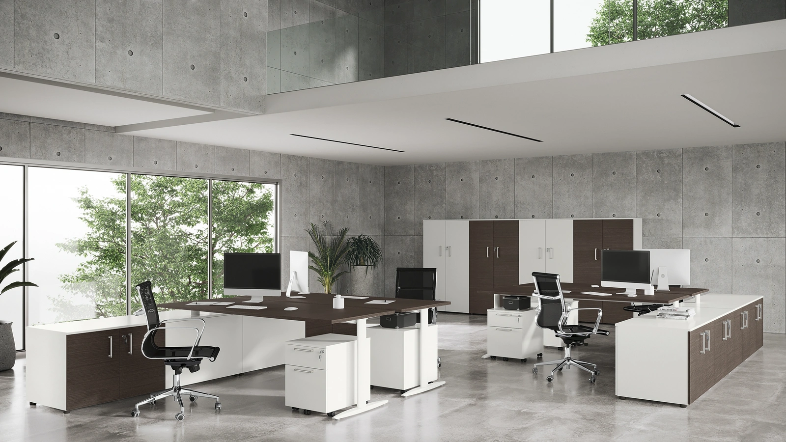 Scrivania Operativa Teko 01 in melaminico effetto legno e metallo di Colombini Office